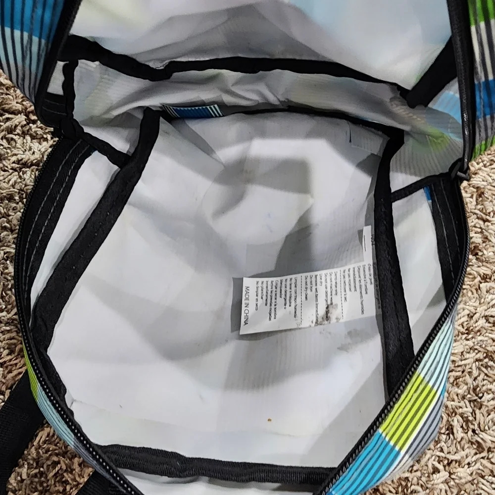 Dickies Mini Small Backpack Checkered Striped Blue/Green/Gray Adjustable Straps - Picture 4 of 4